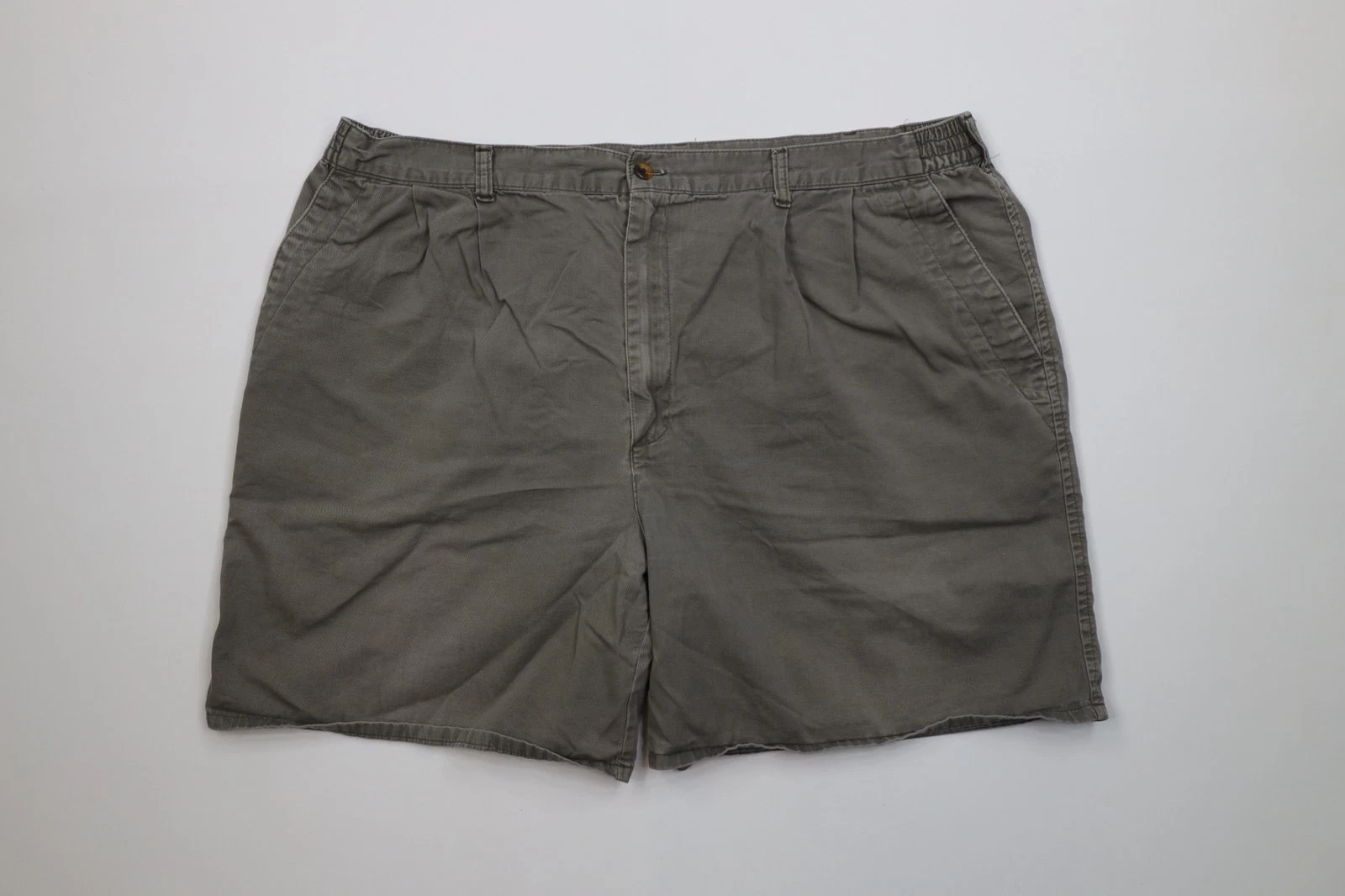 Vintage 90s LL Bean Mens 40 Distressed Above Knee Trekking Shorts Gray Green USA