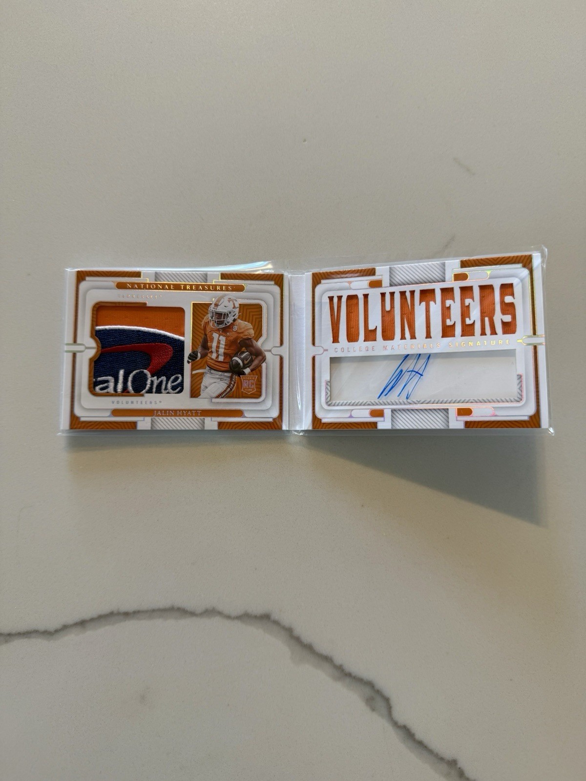 Jalin Hyatt Panini National Treasures Collegiate College Materials Signatures #JAH Base