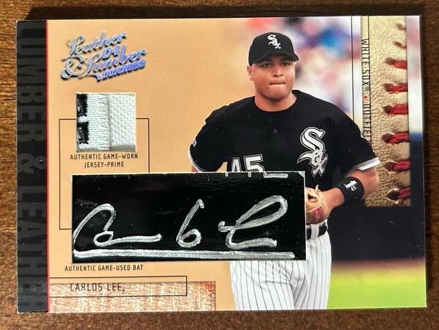 Carlos Lee 2004 Leather Lumber Collection Bat Barrel Jersey Patch 1/1 White Sox