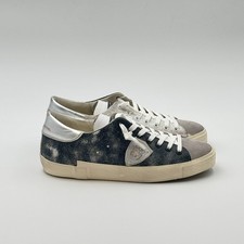 Sneakers Philippe Model Paris Cuir Noir Et Blanc Spoiler Argent Art PRLU XC15