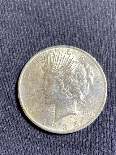 1925 Silver Peace Dollar Toned/Burnished Circulated In Coin Sleeve