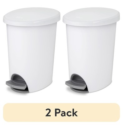 (2pack)Small Bathroom TrashCan,2.6Gallon Plastic GarbageBucket Bin with Step Lid