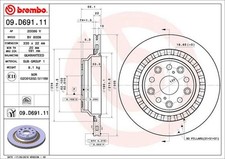 2 dischi freno Brembo Prime Line - UV Coated 09.D691.11 per Lexus LS 460 USF40