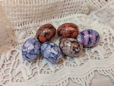 Multicolor Glossy Oval Ceramic Beads for Jewelry Making Supplies