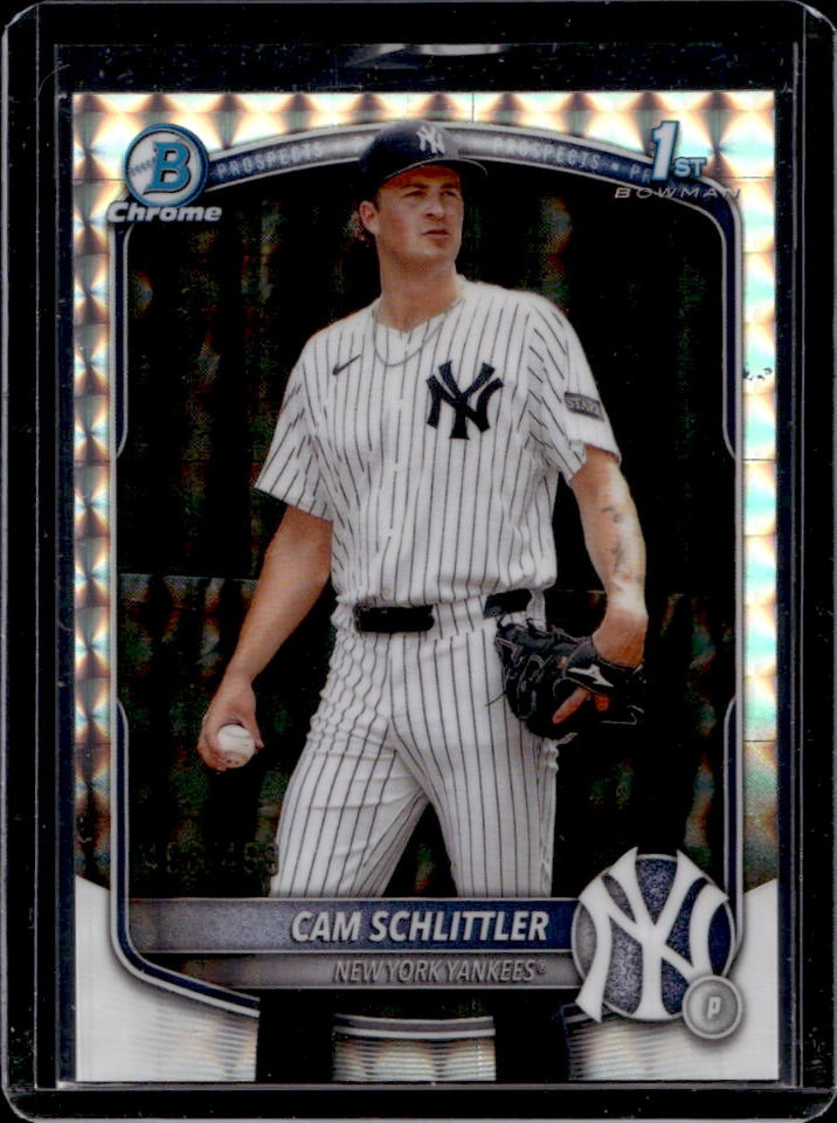 2025 Bowman Chrome Cam Schlittler Geometric Refractor 1st Prospect #/499 Yankees