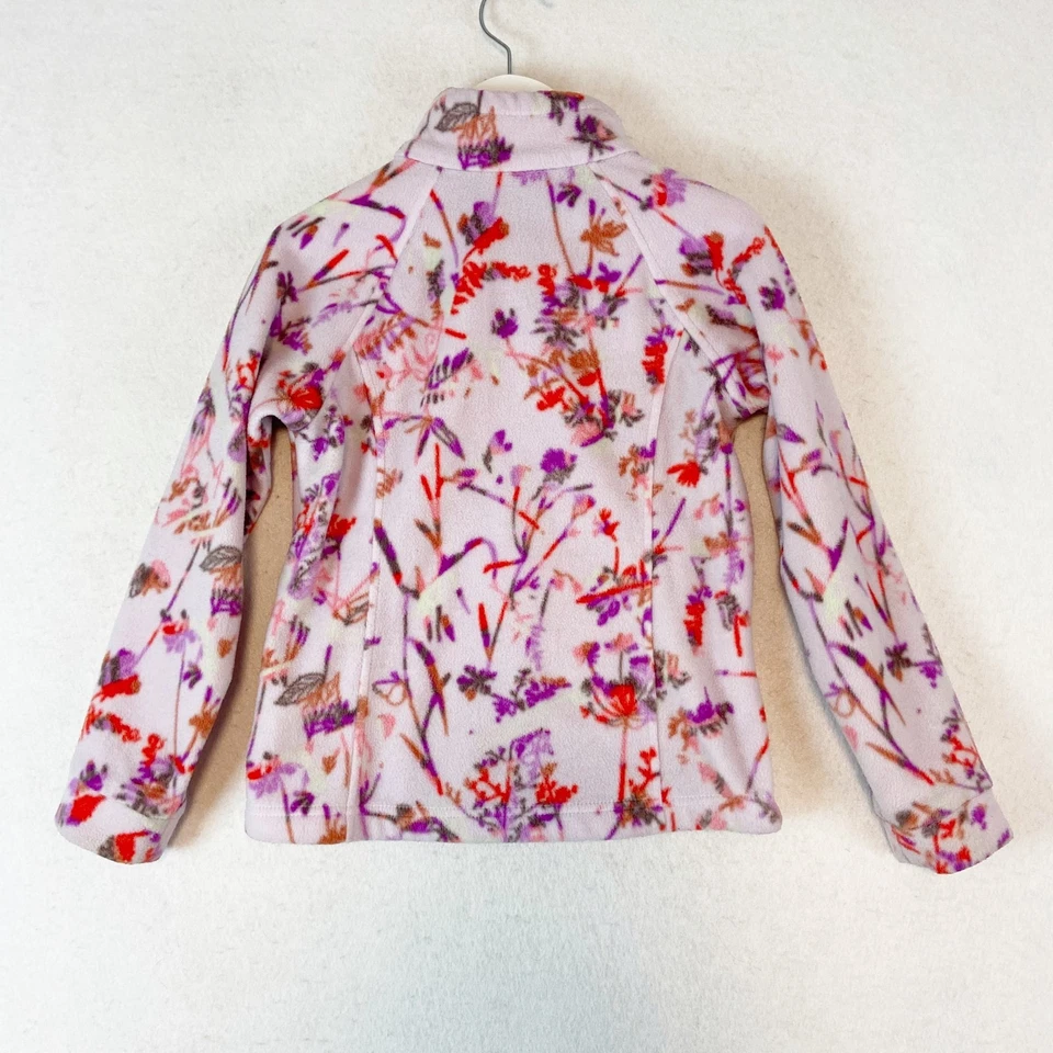Columbia Girls Floral Fleece Jacket Full Zip Sz S (7-8) Pink Outdoor Colorful - Image 2 of 4