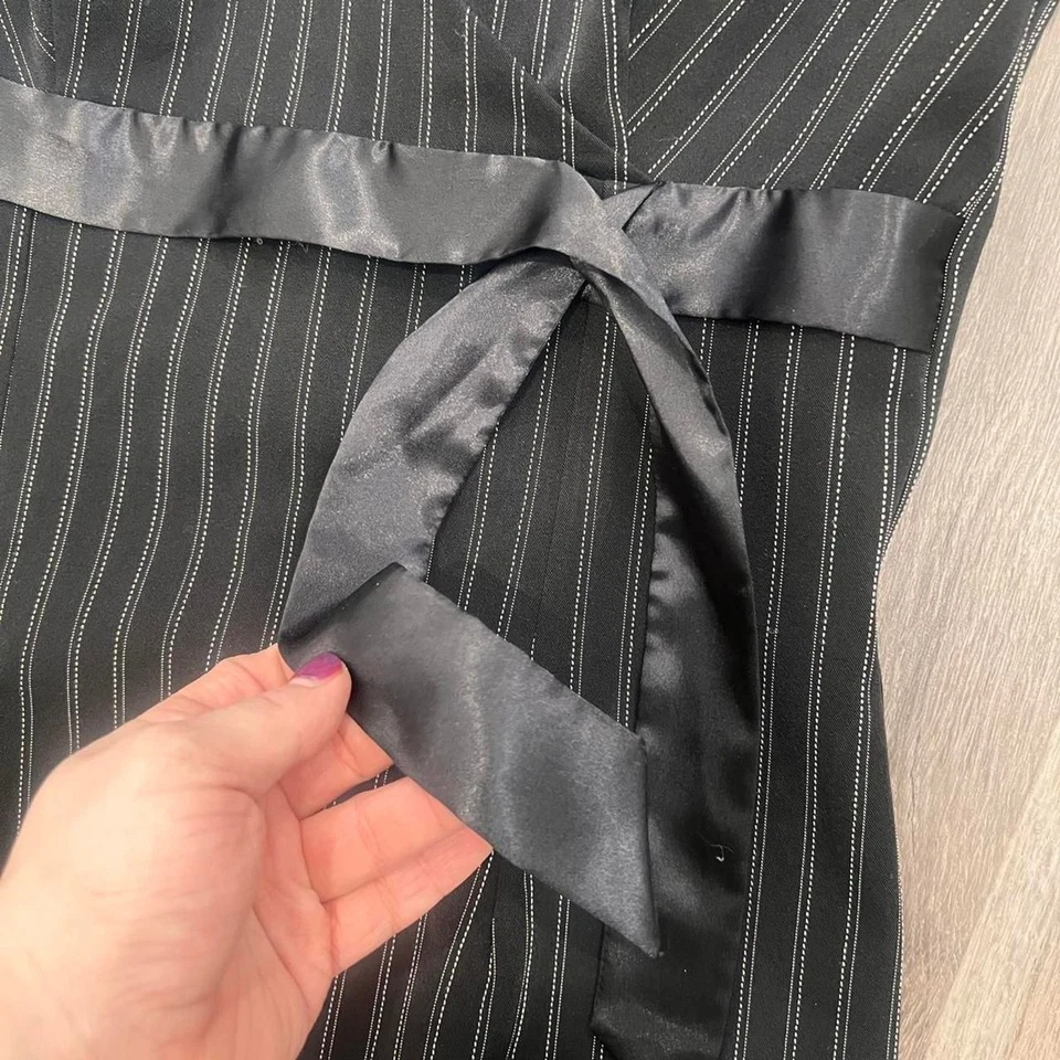 Y2K Grunge Punk Pinstripe Office Siren Midi Dress - Image 4 of 4