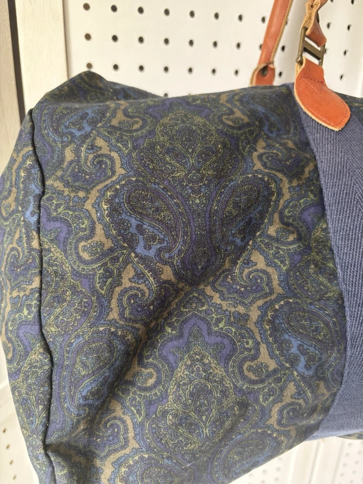 Bolso de fin de semana de lona Gap de colección azul verde BOHO cachemira con correas de cuero Foto 2 de 4