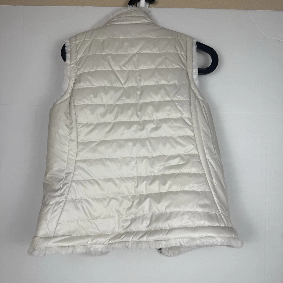Chaleco reversible Nicole Miller para mujer marfil de piel sintética talla XS Foto 4 de 4