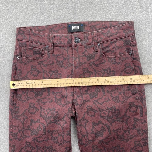 PAIGE Jeans Womens 28 High Rise Lou Lou Flare Transcend Cherrywood Paisley Fairy - Picture 8 of 14