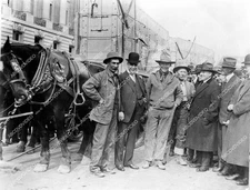 crp-11897 1930's news photo Borax Bill w his 20 Mule Team heading for Death Vall