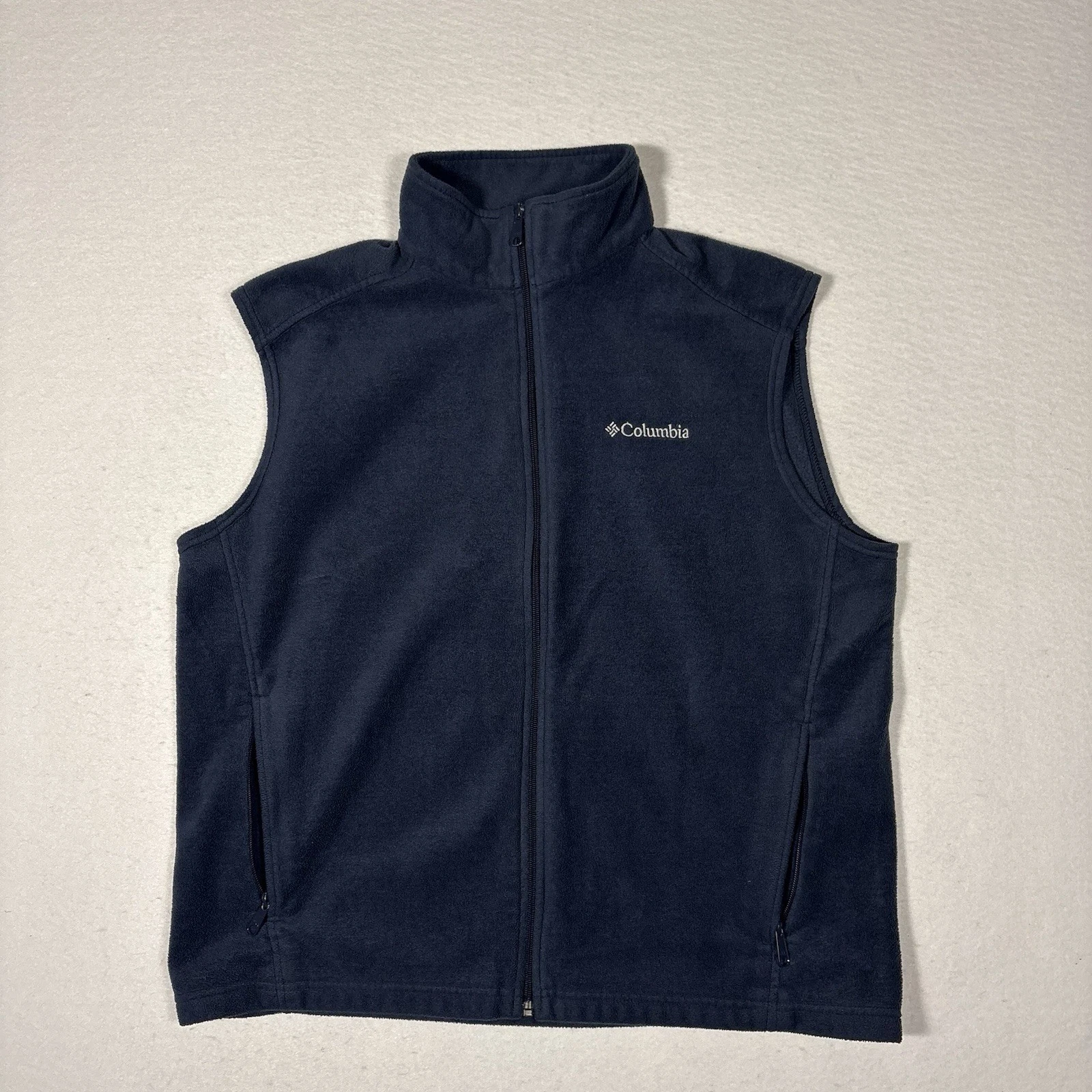 Columbia Men's XL Blue Polyester Fleece Jacket PFG Vest Full Zip Pockets #J0088