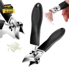 Slanted Nail Clippers, Wide Jaw Opening Anti-Splash Angled Nail Trimmer for Thic