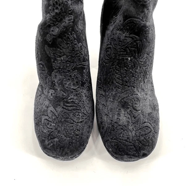 Kensie Negro Terciopelo Floral Emeline Bloque Tacón Botín Talla 8.5 Plataforma Gótico Foto 3 de 4