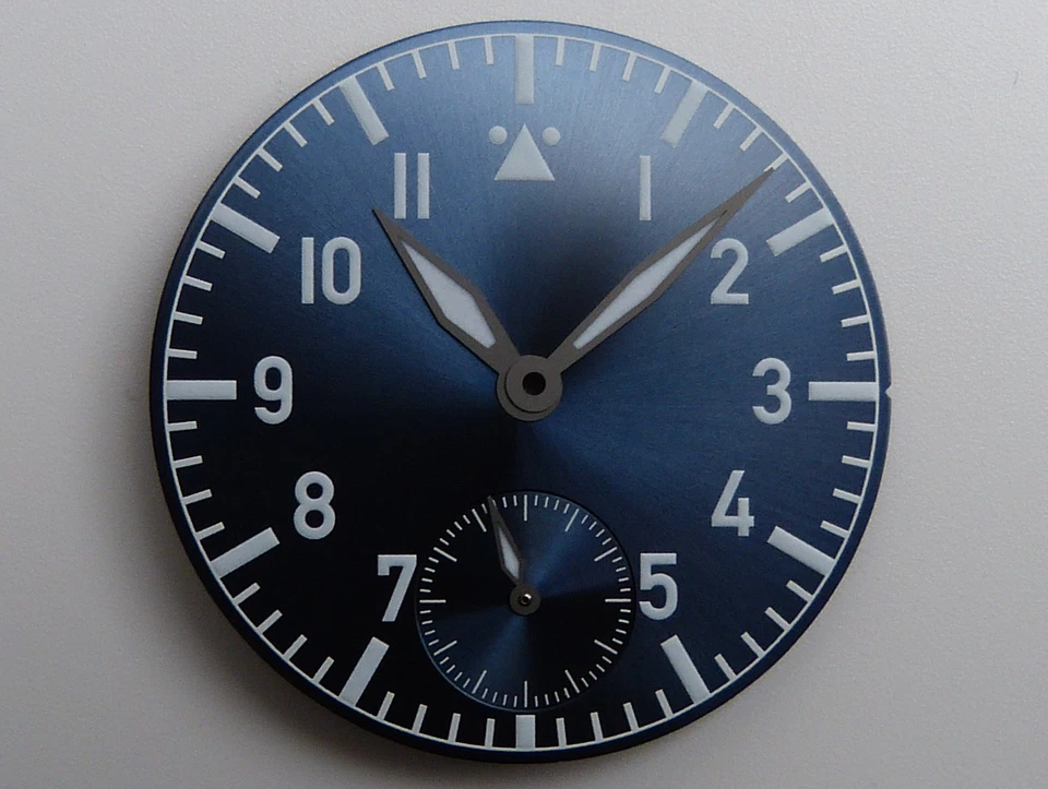 Cadran Aiguilles BLUE FLIEGER pilote Type A 6498 ETA Unitas watch dial 36.4mm