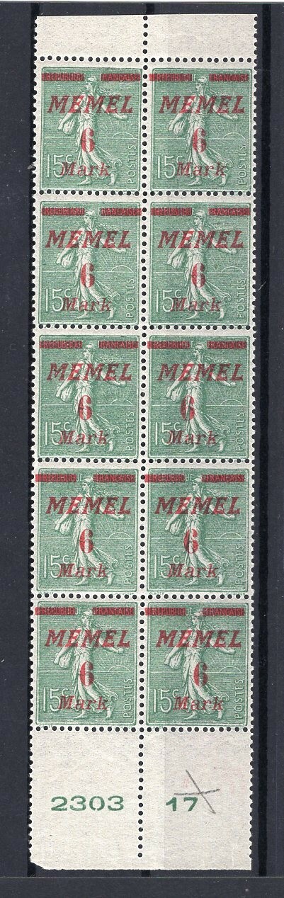 Memel bow part 111PFII+Bru variety+printing date** MNH mint never hinged (R4847