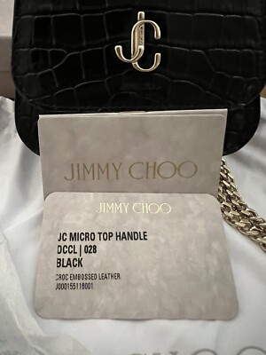 NWT Authentic JIMMY CHOO Micro Top Black Handle Leather Bag
