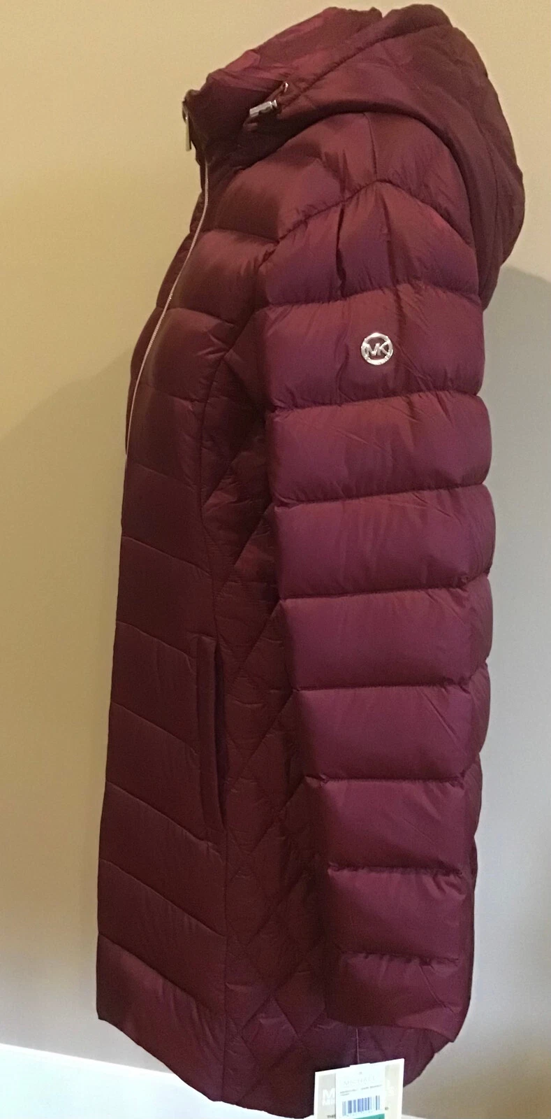 Giacca lunga imbottita Michael Kors nuova con etichetta cappuccio rimovibile M