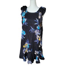 Free People Summer In Tulum Tunic Size Large Black Floral Ruffled Bohemian Linen