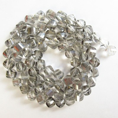 8mm Faceted Gray Crystal Polygon Loose Bead 22Inch CJ747