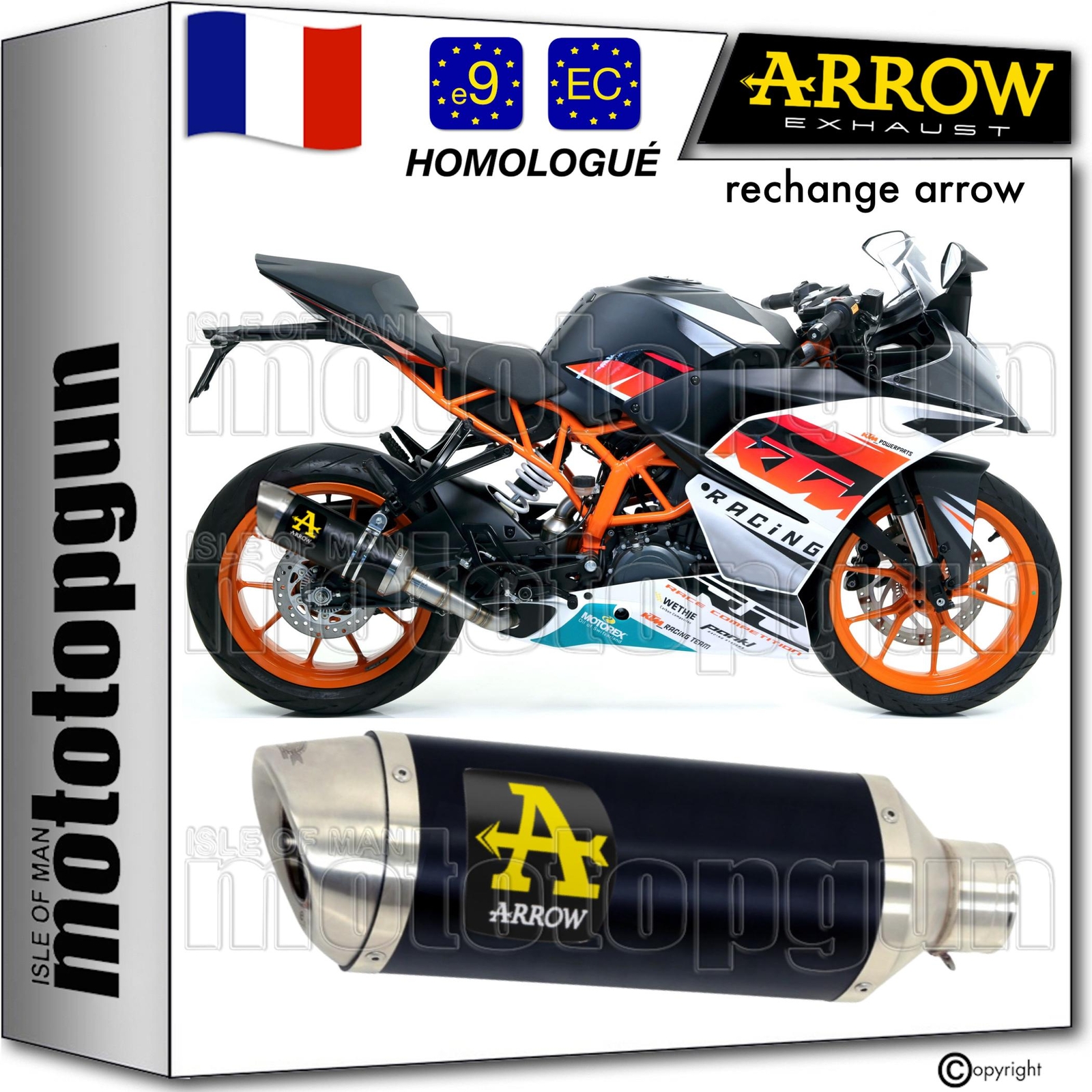 Pot echappement noir Arrow Thunder pour KTM RC 390 2015-2016