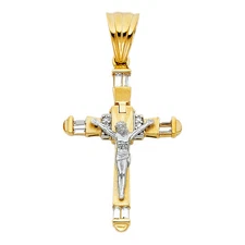 Solid 14K yellow gold fancy crucifix EJPT926