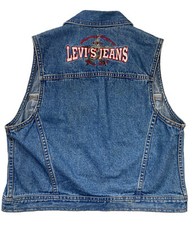 Levi's Womens Size Medium Vintage Cropped Denim Vest Blue 90's Western Jean