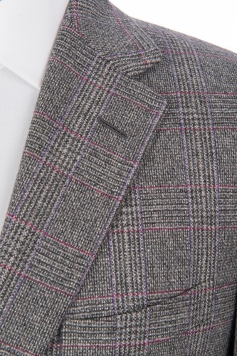 $2290 D'AVENZA Gray Cashmere Wool Windowpane Jacket Sewn in Italy 40 US / 50 EU - Picture 3 of 8