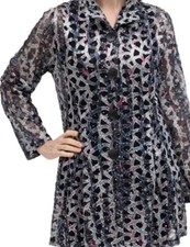 Damee, Black Dressy Holographic Mesh Flare Jacket Ps- Petite Small -nwot Korea