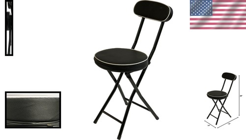 12-Inch Padded Folding Stool with Metal Frame - Ideal for Indoor & Outdoor - Picture 2 of 11