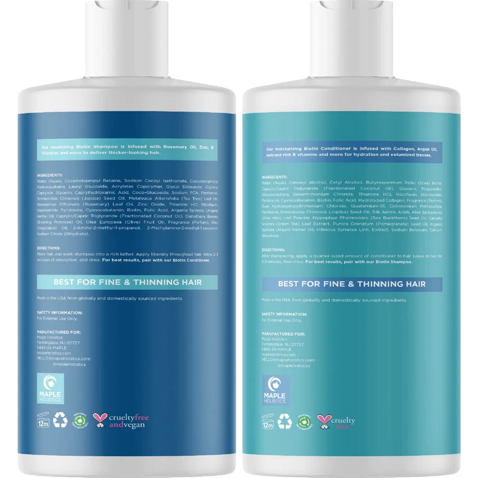 Volumizing Biotin Shampoo and Conditioner Set, sin sulfato para el cuidado 16 oz - Image 4 of 4