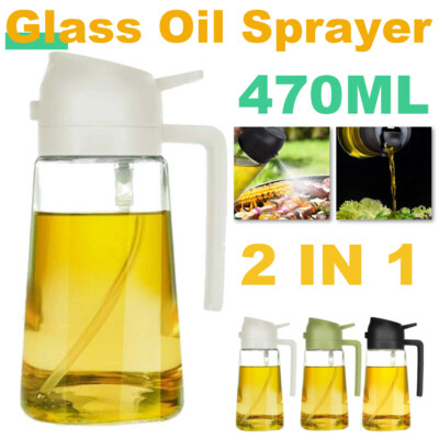 470ML Glass Oil Sprayer and Dispenser Spray Bottle Cooking Dispensers set 2 in 1