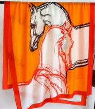 100% wool orange horse print large square scarf shawl 200 * 100cm