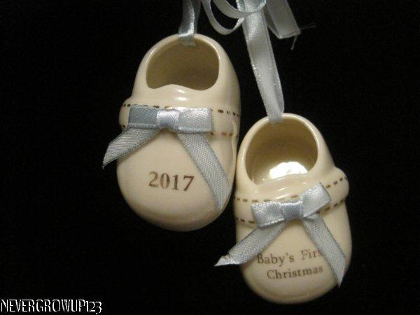 2017 DATED BABY'S 1ST~FIRST CHRISTMAS BOY ORNAMENT~BLUE BABY SHOE~BOOTIE~NWT