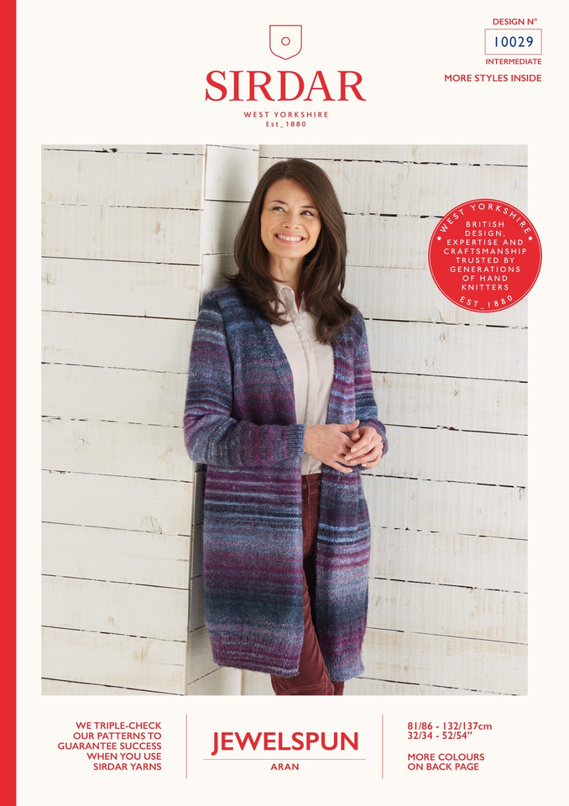 Sirdar Jewelspun Aran Knitting Pattern - 10029 Ladies Cardigan