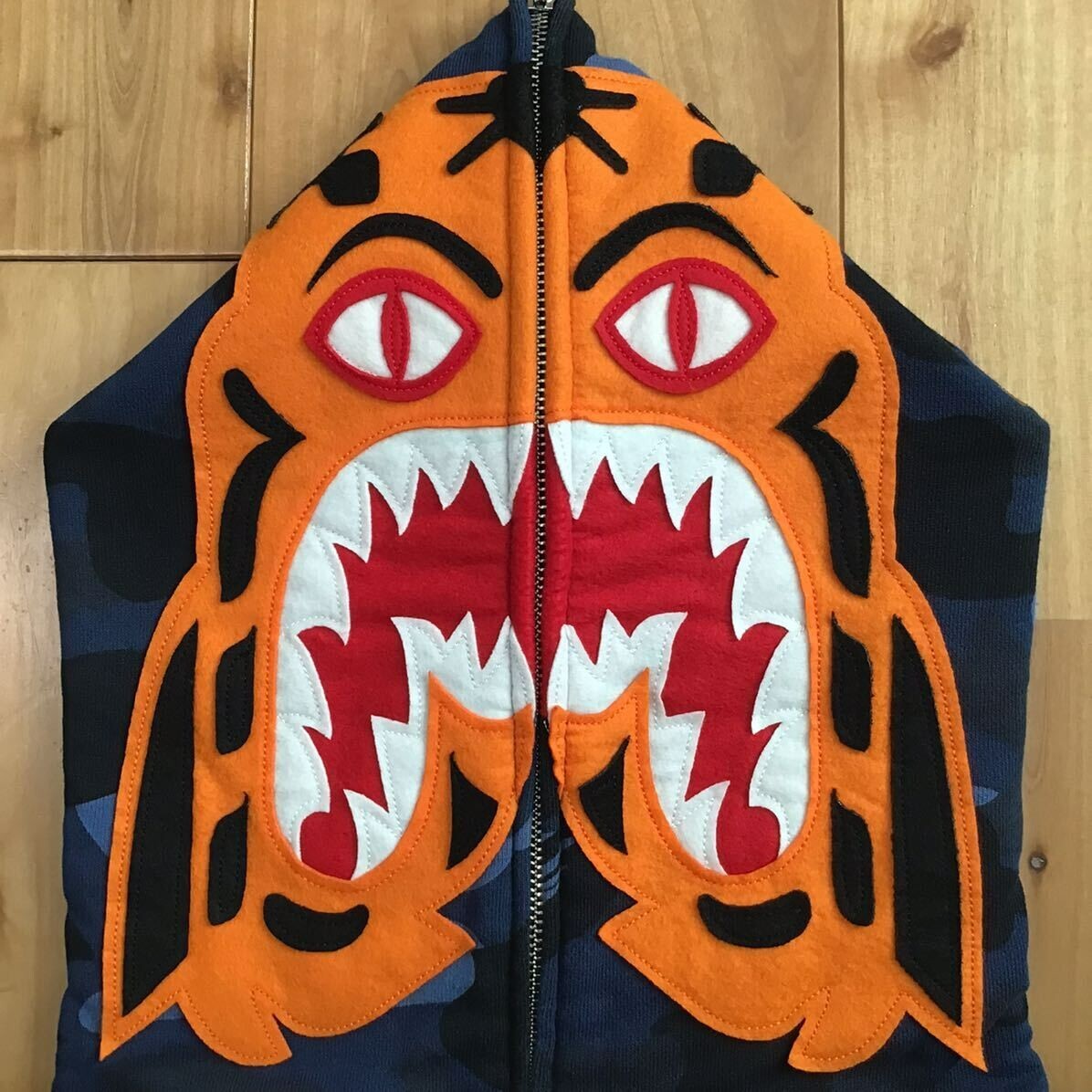 BAPE Tiger full zip hoodie Blue camo a bathing ape NIGO Size