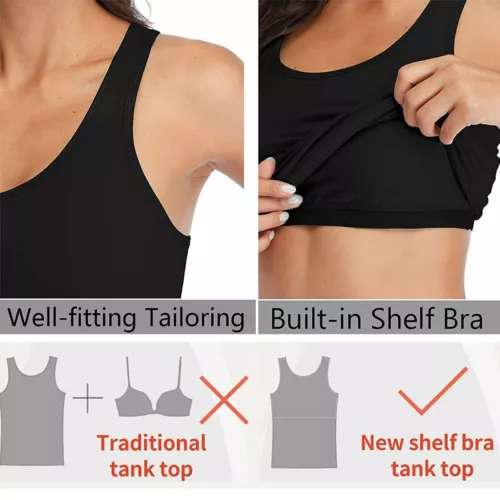 Camisole with Built in Bra Women Tank Tops Padded Bra Vest Undershirt Sleeveless - Picture 25 of 43