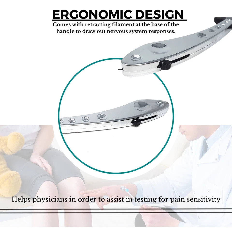 Martillo reflejo diagnóstico mango ergonómico acero inoxidable cabeza de goma EMS, enfermera Foto 3 de 4