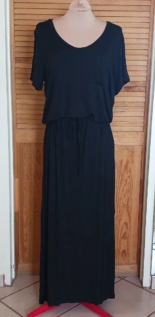 Nordstrom Caslon Sz 1X Soft Jersey Maxi Dress Black Easy Dressing
