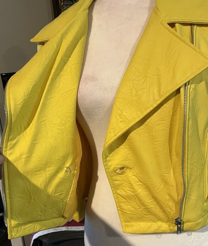 NWT Selé Fashions Women’s Yellow Cropped Motto Jacket Size Medium - Picture 10 of 16