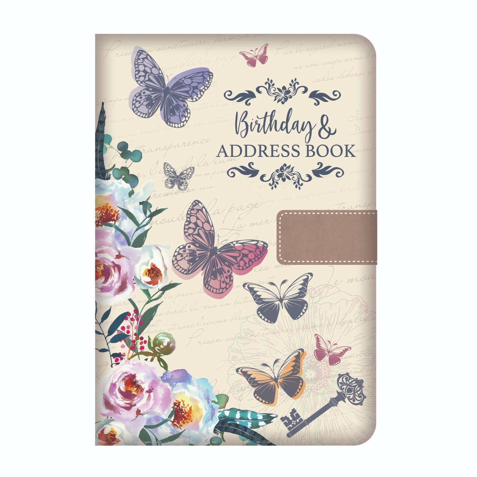 Address Book Birthday Book A5 Printed Linen Vintage Butterflies or Bird