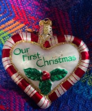 Our First Christmas Ornament - red, green and white