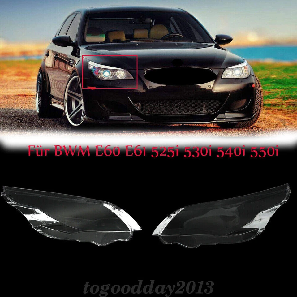 Para BMW E60 E61 525i 530i 540i cristal de faros transparente par L R Foto 3 de 4
