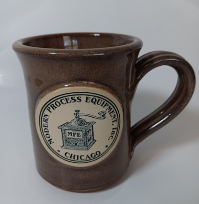 Sunset Hill Stoneware Pottery Mug  Cup with Coffee Grinder Advertisement