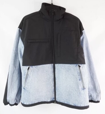 New Alexander Wang Nylon Combo Jacket Light Indigo Fade 4DC1232371 Women s Small
