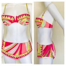 RARE PINK VINTAGE 1960s EMILIO PUCCI FOR SAKS FIFTH AVENUE BIKINI SWIMSUIT Sz 14