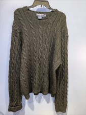 XL Mens Black Chunky Fisherman Cable 100 Wool Sweater, Vintage Polo Sport Ralph