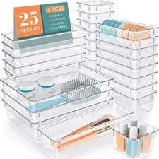 25 PCS Clear Plastic Drawer Organizer, Makeup Organizers and Storage Bins 4