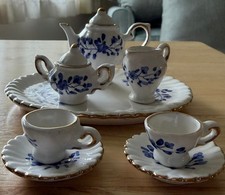 Miniature Blue and White "Tea for Two" Set - Tiny and Sweet - Preowned