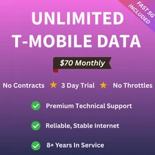 T-Mobile UNLIMITED 4G 5G Home Internet Hotspot Data  Plan SIM card. FREE TRIAL!